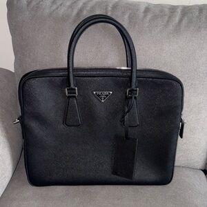 Prada Black Saffiano Leather Business Briefcase